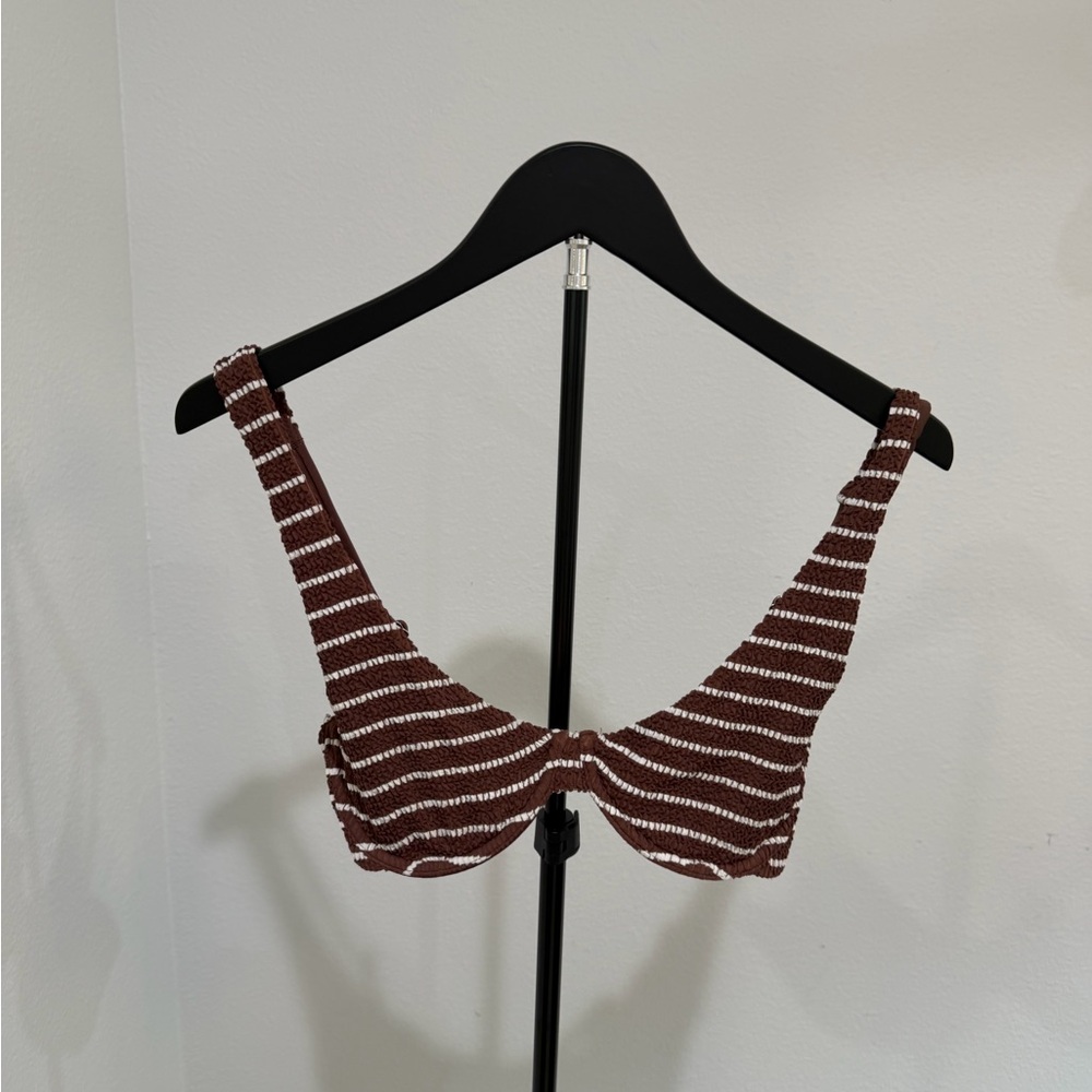 Abercrombie & Fitch Brown and White Striped Bikini Top